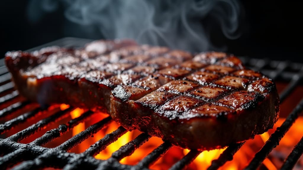 Tri-Tip mit Bark auf Schneidebrett, Rauchring sichtbar — KI-generiertes Symbolbild
